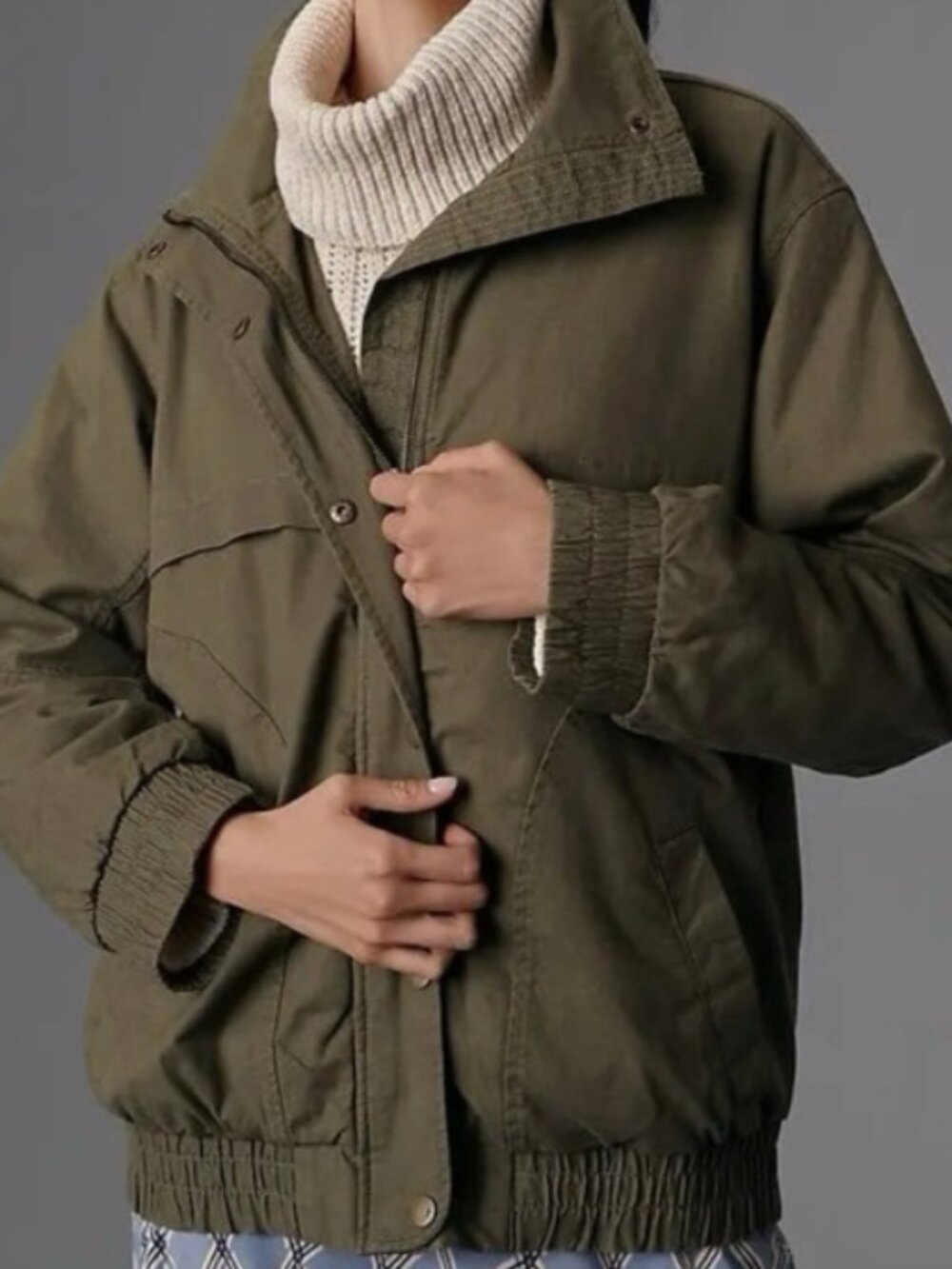 By Anthropologie Oversized Bomber Jacket Style XL Moss Green